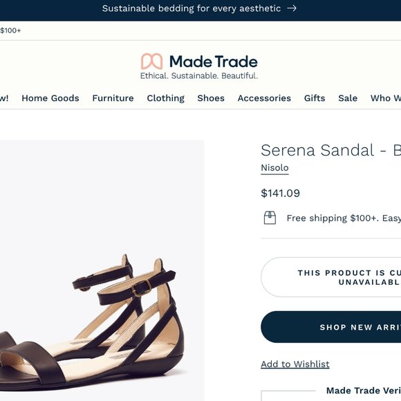 Nisolo Serena Black Sandal NWT size 7.5 - Picture 3 of 9